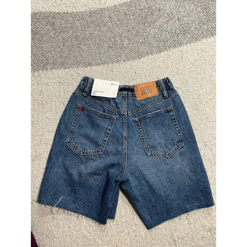 NWT Urban Outfitters BDG Jean Shorts Womens XS Denim Pull On Baggy Short MSRP$65